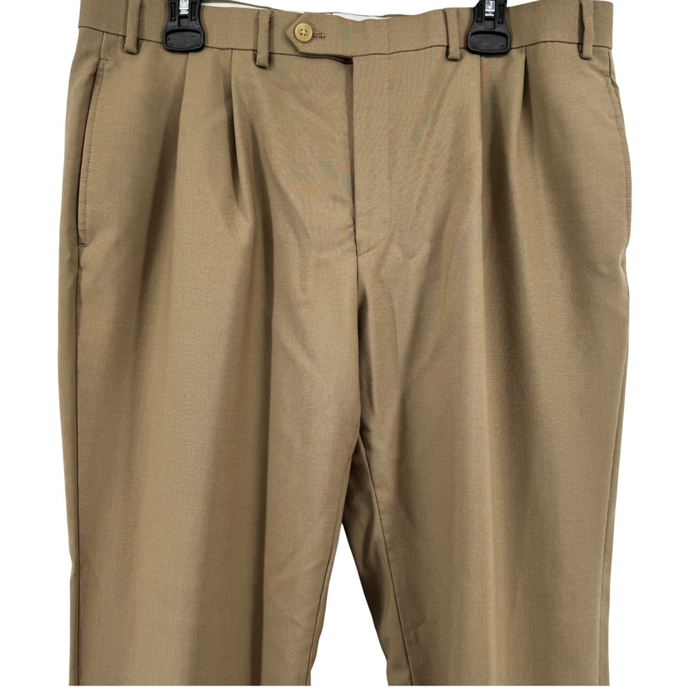 Lauren Ralph Lauren Mens 38x30 Brown 100% Wool Pleated Cuffed Dress Pants Khaki